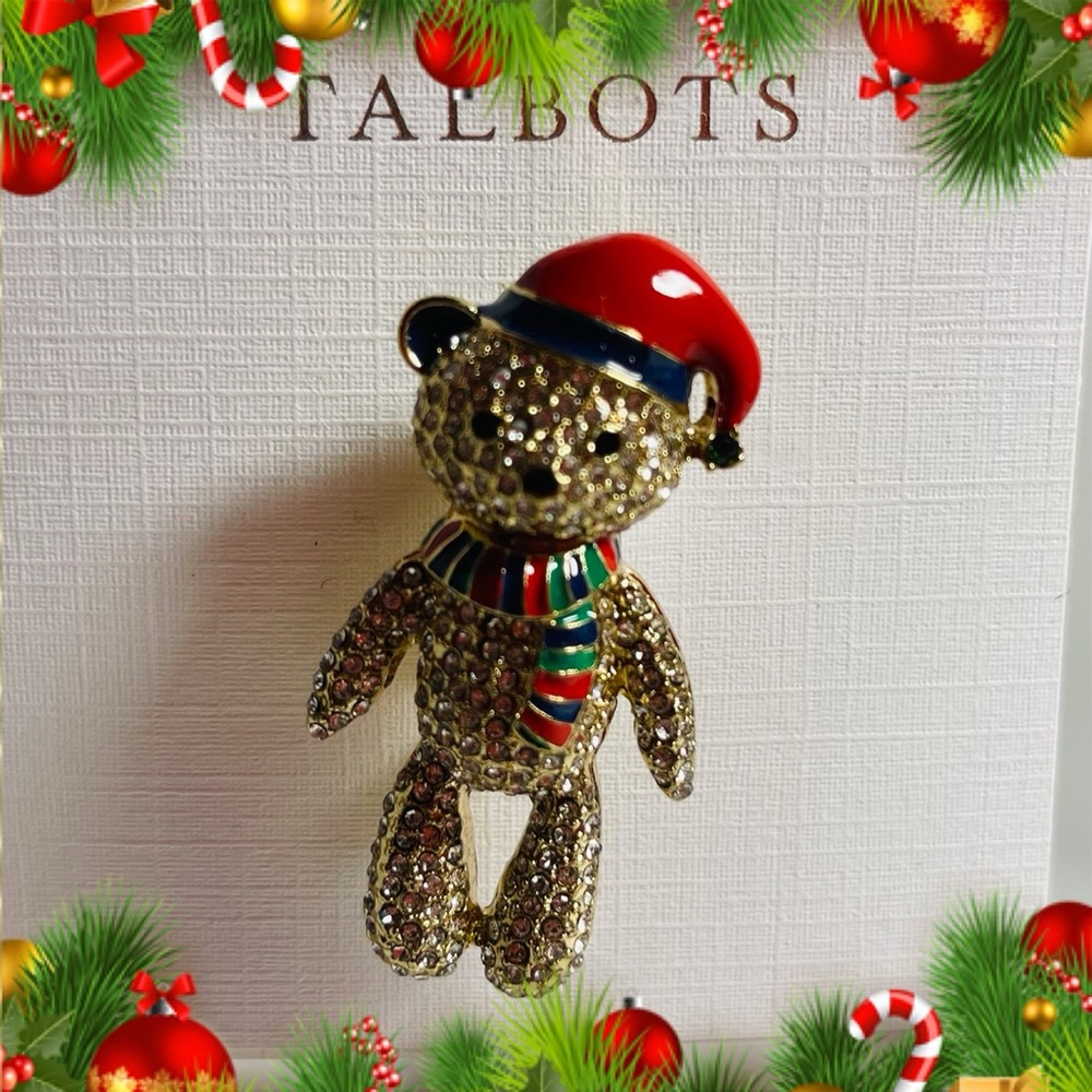 Talbots Rhinestone Teddy Bear Brooch NEW - Picture 3 of 10